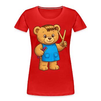 Teddy Bear Coiffeur - T-shirt bio Premium Femme - rouge - Devant - Mia (176cm)