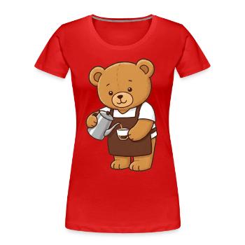 Ours en peluche Barista - T-shirt bio Premium Femme - rouge - Devant - Mia (176cm)