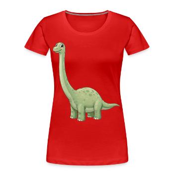 Dino Dessin animé Brachiosaure - T-shirt bio Premium Femme - rouge - Devant - Mia (176cm)