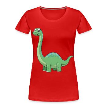 Dino Dessin Animé Diplodocus - T-shirt bio Premium Femme - rouge - Devant - Mia (176cm)