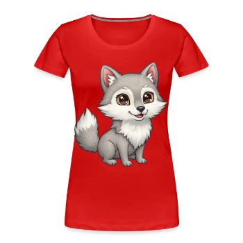 Dessin animé animalier loup - T-shirt bio Premium Femme - rouge - Devant - Mia (176cm)