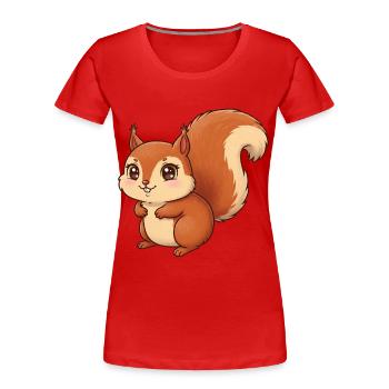 Tier Cartoon Eichhörnchen - Frauen Premium Bio T-Shirt - Rot - Vorne - Mia (176cm)
