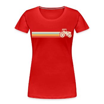 Retro traktor für landwirt trecker - Frauen Premium Bio T-Shirt - Rot - Vorne - Mia (176cm)