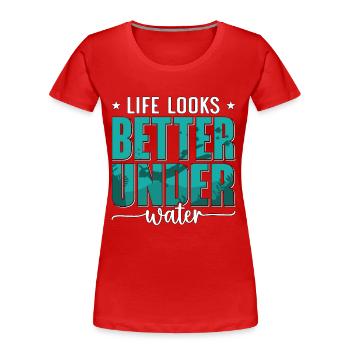 Freitaucher Tauchen Apnoe Freitauchen Geschenk - Frauen Premium Bio T-Shirt - Rot - Vorne - Mia (176cm)