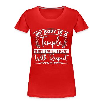 Mental Health Coffee My Body Is A Temple Anxiety - Frauen Premium Bio T-Shirt - Rot - Vorne - Mia (176cm)