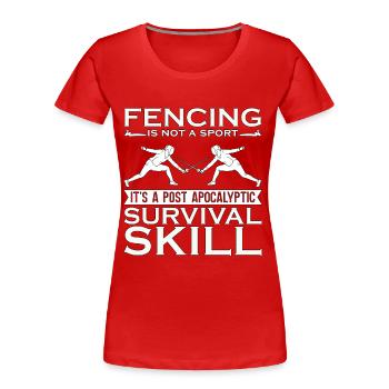 L’escrime n’est pas un sport, c’est un escrimeur en duel d’épées longues - T-shirt bio Premium Femme - rouge - Devant - Mia (176cm)