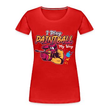 Paintball I Play Paintball Airgun Paintball Player - Frauen Premium Bio T-Shirt - Rot - Vorne - Mia (176cm)
