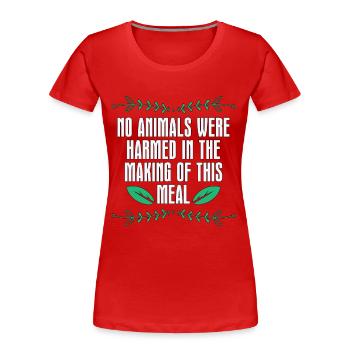 Chef végétalien Aucun animal n’était un chef végétalien à base de plantes - T-shirt bio Premium Femme - rouge - Devant - Mia (176cm)