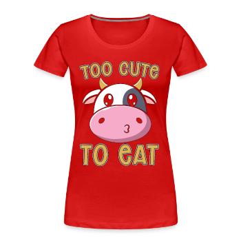 Veganism Too Cute To Eat Vegetarians Vegan Lover - Frauen Premium Bio T-Shirt - Rot - Vorne - Mia (176cm)