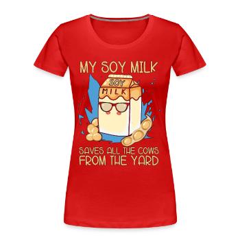 Régime végétalien Mon lait de soja sauve les produits laitiers Végétarien sans produits laitiers - T-shirt bio Premium Femme - rouge - Devant - Mia (176cm)