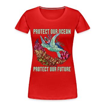 La biologie marine protège notre océan aime la vie marine - T-shirt bio Premium Femme - rouge - Devant - Mia (176cm)