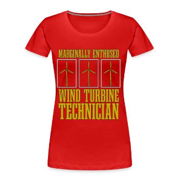 Wind Turbine Tech Marginally Enthused Green Energy - Women's Premium Organic T-Shirt - red - Front - Mia (176cm)