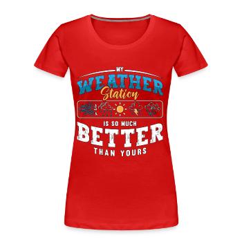 Météorologie Ma station météo Scientist Prévisions - T-shirt bio Premium Femme - rouge - Devant - Mia (176cm)