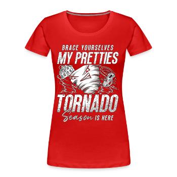 Tornades Préparez-vous Mon chasseur de tempêtes météorologiques - T-shirt bio Premium Femme - rouge - Devant - Mia (176cm)