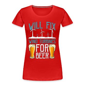La technologie des éoliennes réparera les éoliennes - T-shirt bio Premium Femme - rouge - Devant - Mia (176cm)