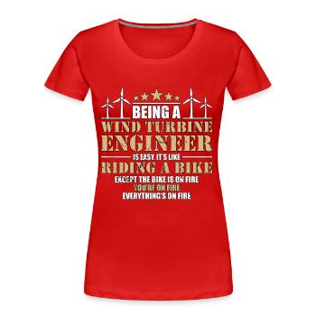 Wind Turbine Tech Being A Wind Turbine Technician - Women's Premium Organic T-Shirt - red - Front - Mia (176cm)