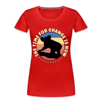 Global Warming The Time For Change Retro Activism - Frauen Premium Bio T-Shirt - Rot - Vorne - Mia (176cm)