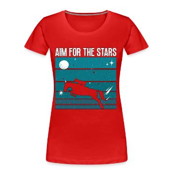 Saut d’obstacles Visez pour les étoiles Chevaux Saut d’obstacles - T-shirt bio Premium Femme - rouge - Devant - Mia (176cm)