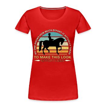 Dressage No One Knows Retro Horses Dressage Rider - Women's Premium Organic T-Shirt - red - Front - Mia (176cm)