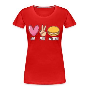 Macaron Love Peace Macaron cuit astucieusement des bonbons - T-shirt bio Premium Femme - rouge - Devant - Mia (176cm)