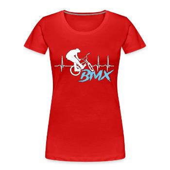 BMX Racing BMX Heartbeat aime Bicyclette Cycliste - T-shirt bio Premium Femme - rouge - Devant - Mia (176cm)