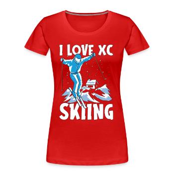 Ski de fond J’adore le ski de fond Sports d’hiver - T-shirt bio Premium Femme - rouge - Devant - Mia (176cm)