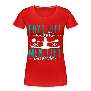 Cheerleading Boys Lift Weights Men Lift Cheering - Frauen Premium Bio T-Shirt - Rot - Vorne - Mia (176cm)