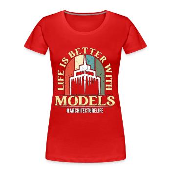 La vie de l’architecture est meilleure avec l’ingénierie rétro - T-shirt bio Premium Femme - rouge - Devant - Mia (176cm)