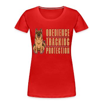 Berger allemand Obéissance Suivi des chiens policiers - T-shirt bio Premium Femme - rouge - Devant - Mia (176cm)