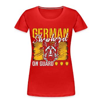 German Shepherd On Guard Belgian Shepherd Lover - Frauen Premium Bio T-Shirt - Rot - Vorne - Mia (176cm)