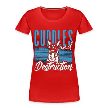 Chien de travail belge malinois Câlins & Destruction - T-shirt bio Premium Femme - rouge - Devant - Mia (176cm)