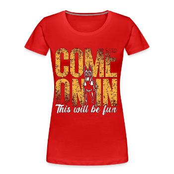 Les malinois belges entrent dans ce chien policier - T-shirt bio Premium Femme - rouge - Devant - Mia (176cm)