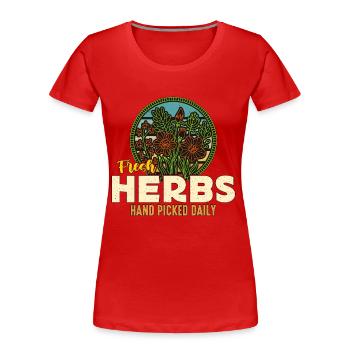 Herbalism Fresh Herbs Hand Picked Herbal Herbalist - Women's Premium Organic T-Shirt - red - Front - Mia (176cm)