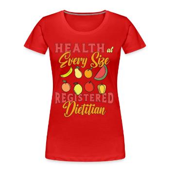 La santé des diététistes à toutes les tailles Les futurs diététistes - T-shirt bio Premium Femme - rouge - Devant - Mia (176cm)