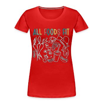 Diététiste Tous les aliments Fit Health Coach Diététistes - T-shirt bio Premium Femme - rouge - Devant - Mia (176cm)