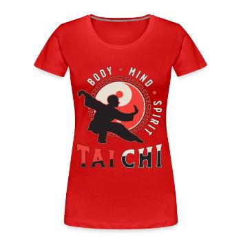 Tai Chi Body Mind Spirit Tai Chi Meditation Qigong - Frauen Premium Bio T-Shirt - Rot - Vorne - Mia (176cm)