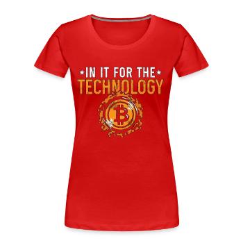 Cryptocurrency In It For The Technology Investment - Women's Premium Organic T-Shirt - red - Front - Mia (176cm)