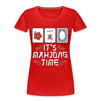 C’est Mahjong Time Loves Tuiles de jeu de société Mahjongg - T-shirt bio Premium Femme - rouge - Devant - Mia (176cm)
