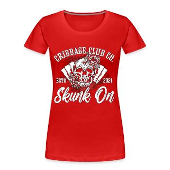 Cribbage Club Co. Skunk On Card Game Playing Cards - Frauen Premium Bio T-Shirt - Rot - Vorne - Mia (176cm)