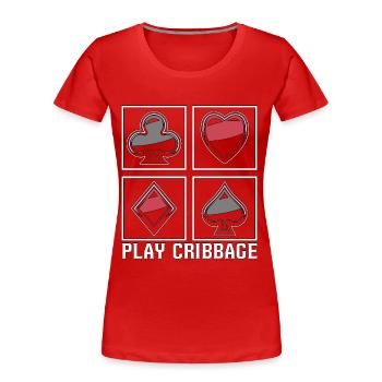 Play Cribbage Playing Cards Loves Crib Board Game - Frauen Premium Bio T-Shirt - Rot - Vorne - Mia (176cm)