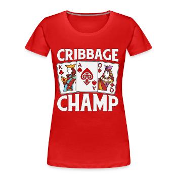 Cribbage Champ Loves Playing Cards Tournament - Frauen Premium Bio T-Shirt - Rot - Vorne - Mia (176cm)