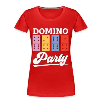 Dominoes Domino Party aime les jeux de société - T-shirt bio Premium Femme - rouge - Devant - Mia (176cm)