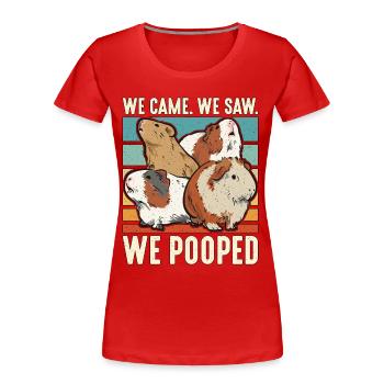 Guinea Pig We Came We Saw We Pooped Retro Hamster - Frauen Premium Bio T-Shirt - Rot - Vorne - Mia (176cm)