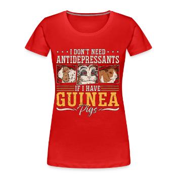 Cochon d’Inde Je n’ai pas besoin d’antidépresseurs Hamster - T-shirt bio Premium Femme - rouge - Devant - Mia (176cm)