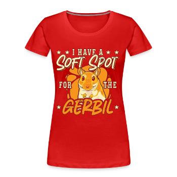 Gerbille J’ai un faible pour le rongeur gerbille - T-shirt bio Premium Femme - rouge - Devant - Mia (176cm)