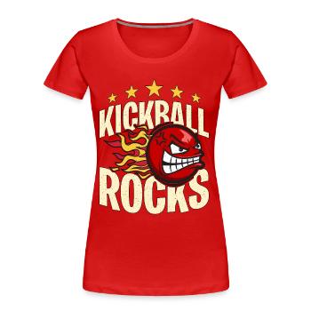 Kickball Rocks Loves Competitive Sports Kick Balls - Frauen Premium Bio T-Shirt - Rot - Vorne - Mia (176cm)