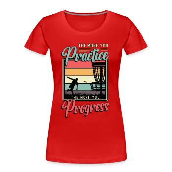 Disque volant Plus vous pratiquez le panier de disc golf - T-shirt bio Premium Femme - rouge - Devant - Mia (176cm)