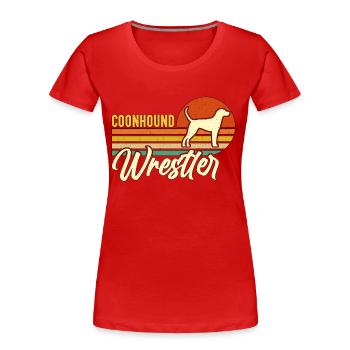 Coonhound Wrestler Retro Treeing Walker Coonhound - Frauen Premium Bio T-Shirt - Rot - Vorne - Mia (176cm)