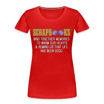 Les albums relient les souvenirs Aime tenir un journal - T-shirt bio Premium Femme - rouge - Devant - Mia (176cm)