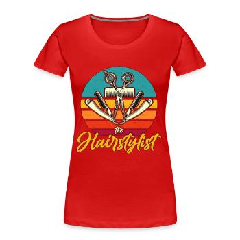 The Hairstylist Retro Hairdresser Haircutter Salon - Frauen Premium Bio T-Shirt - Rot - Vorne - Mia (176cm)